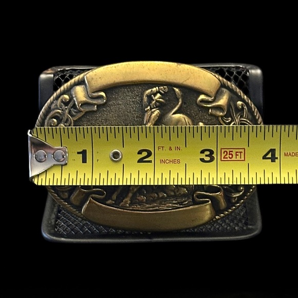 Vintage Chambers Western Belt Buckle Rodeo Cowboy Bull Rider Solid Metal - Picture 14 of 15